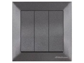 Выключатель 3-клав. (скрытый, винт. зажим) дымчатый,, DARIA, MUTLUSAN