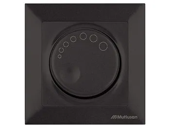 Выключатель поворотный (диммер) (скрытый, винт. зажим, 600Вт) черный, DARIA, MUTLUSAN