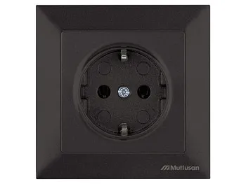 Розетка 1-ая (скрытая, с/з) черная, DARIA, MUTLUSAN