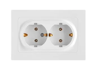 Розетка 2-ая (скрытая, с/з,) белая,  Astrum, BYLECTRICA