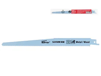 Пилка сабельная по дереву с гвоздями S225WM (1 шт.) WORTEX высокоуглеродистая сталь HCS, 225 мм длин