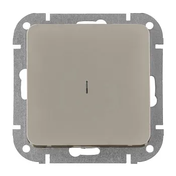 Выключатель 1 клав. (cкрытый, 10А) со световой индикацией, песочный, Astrum, BYLECTRICA