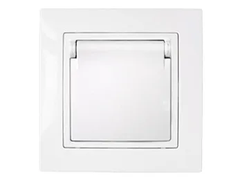 Розетка 1-ая с з/к крышкой (скрытая, с/з, з/ш,брызг. защ.) белая, Уют, BYLECTRICA