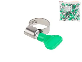 Хомут червячный с ключом "бабочка" 16-25 мм, нерж.сталь (W2) (50 шт в пакете) STARFIX