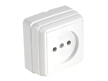Розетка 1-ая (открытая, б/з) белая, BRON, MUTLUSAN