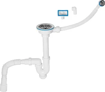 Сифон для кухни прямоточный с аварийным выходом, выпуск 3 1/2, 1 1/2"-40/50мм, AV Engineering