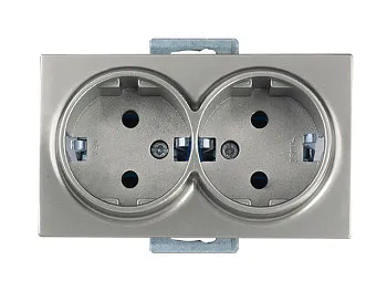 Розетка 2-ая (скрытая, с/з) титан, DARIA, MUTLUSAN