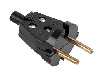 Вилка (б/з, 6А, 250В) чёрная, Юпитер