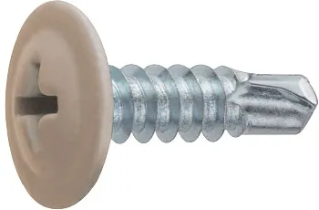 Саморез 4.2х16 мм с прессшайбой, цинк, со сверлом, RAL 1014 (150 шт в пласт. конт.) STARFIX
