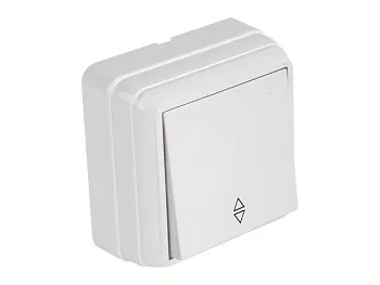Выключатель 1-клав. проходной (открытый), белый, BRON, MUTLUSAN