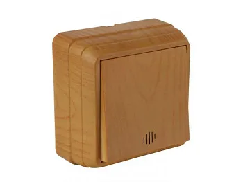 Выключатель 1-клав. (с подсветкой, открытый) дуб, BRON, MUTLUSAN