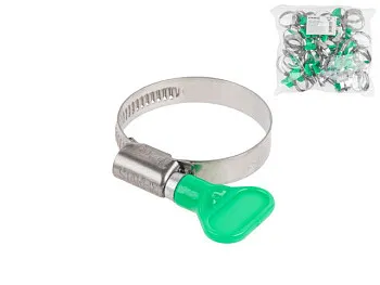 Хомут червячный с ключом "бабочка" 30-45 мм, нерж.сталь (W2) (50 шт в пакете) STARFIX