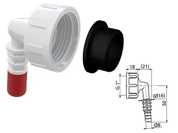 Штуцер G1"/8–16, Alcaplast