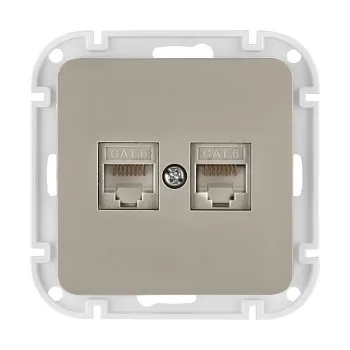 Розетка 2-ая компьютерная (скрытая) песочная, Astrum, BYLECTRICA