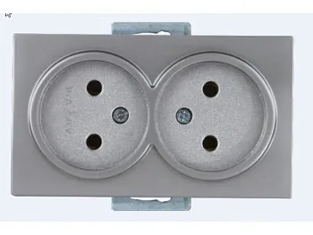 Розетка 2-ая (скрытая, б/з, керамика) серебро, DARIA, MUTLUSAN