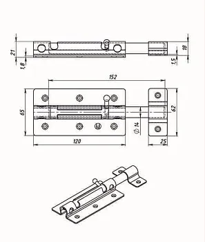 Задвижка дверная 120 мм ЗД-09, б/п STARFIX