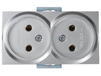 Розетка 2-ая (скрытая, б/з, керамика) серебро, RITA, MUTLUSAN