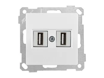 Розетка компьютерная 2хUSB (скрытая, без рамки) белая (не для зарядки), DARIA, MUTLUSAN