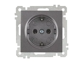 Розетка 1-ая (скр, б/рамки, с/з) дымчатая, CANDELA (DARIA), MUTLUSAN