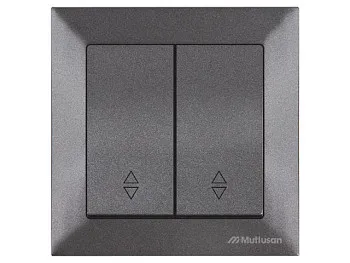 Выключатель проходной 2-клав. (скрытый, винт. зажим) дымчатый, DARIA, MUTLUSAN