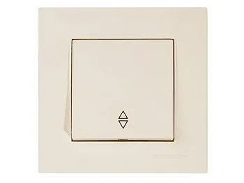 Выключатель проходной 1-клав. (скрытый, пруж. зажим) кремовый, RITA, MUTLUSAN