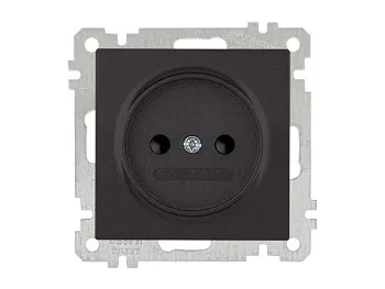 Розетка 1-ая (скрытая, без рамки, б/з, шторки) черная, DARIA, MUTLUSAN