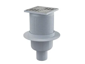 Сливной трап 105х105/50, подводка – прямая, решетка – нержавеющая сталь, гидрозатвор – комбиниров