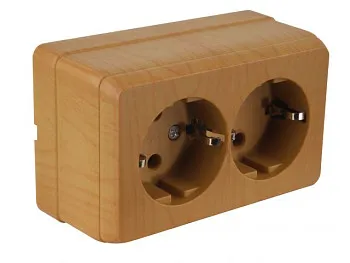 Розетка 2-ая (открытая, с/з) дуб, BRON, MUTLUSAN