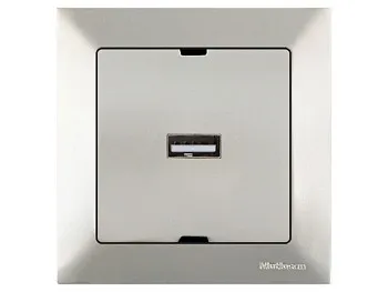 Розетка 1-ая USB (скрытая) титан, DARIA, MUTLUSAN
