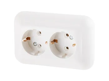 Розетка 2-ая (скрытая, с/з) белая, Эконом, Юпитер