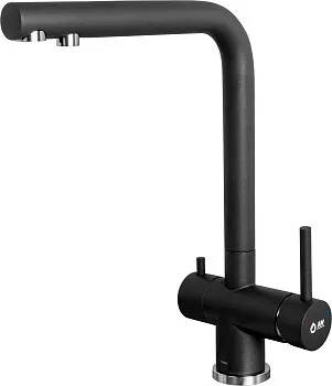 Смеситель для кухни (SUS 304) D35, серия ZAR с краном для пит. воды черный AV Engineering
