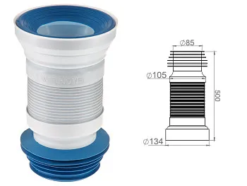 Гофра для унитаза, армированная 500 мм, AV Engineering