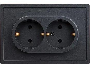 Розетка 2-ая (скрытая, с/з, со шторками) графит, Carre, BYLECTRICA