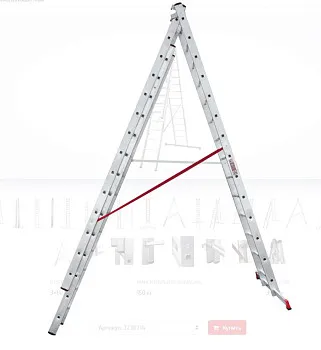 Лестница алюм. 3-х секц. 358/926/380см 3х14 ступ., 23кг  NV3230 Новая Высота