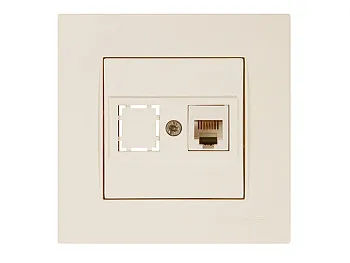 Розетка телефонная 1хRJ12 (скрытая, RJ12) кремовая, RITA, MUTLUSAN