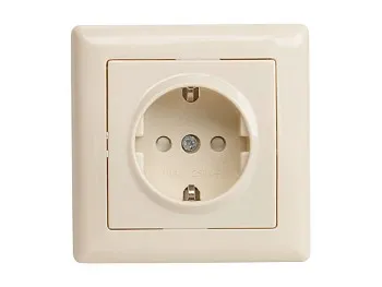 Розетка 1-ая (скрытая, с/з, с/штор) кремовая, DARIA, MUTLUSAN
