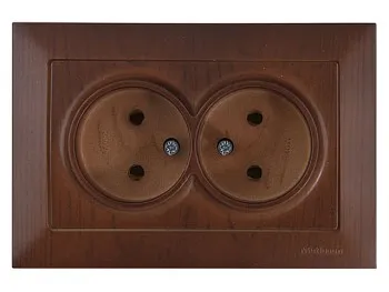 Розетка 2-ая (скрытая, б/з, керамика) орех, DARIA, MUTLUSAN