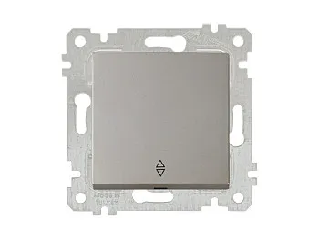 Выключатель проходной 1-клав. (скрытый, без рамки, винт. зажим) титан, RITA, MUTLUSAN