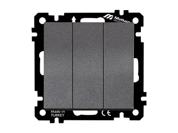 Выключатель 3-клав. (скрытый, без рамки, винт. зажим) дымчатый,, DARIA, MUTLUSAN