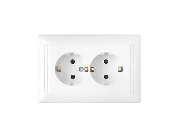 Розетка 2-ая (скрытая, с/з) белая, Стиль, Bylectrica