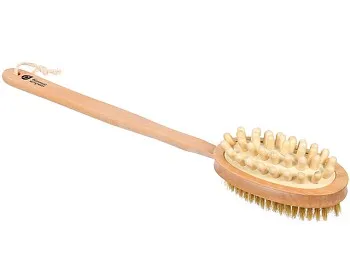 Щетка деревянная, двусторонняя с импульсным массажером, 42 см,"Банные штучки"
