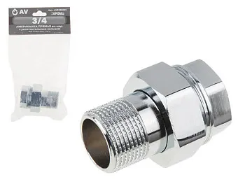 Американка прямая 3/4" вн.-нар. ХРОМ, AV Engineering (инд. упак.)