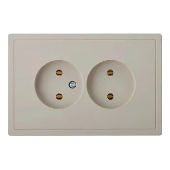 Розетка 2-ая (скрытая, б/з) песочная, Carre, BYLECTRICA