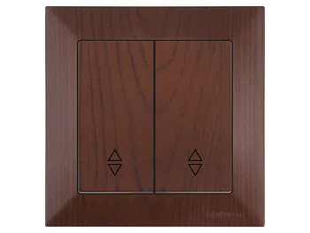 Выключатель проходной 2-клав. (скрытый, винт. зажим) орех, DARIA, MUTLUSAN
