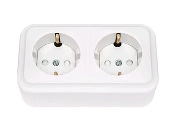 Розетка 2-ая (открытая, с/з, со шторками) белая, Пралеска, Bylectrica