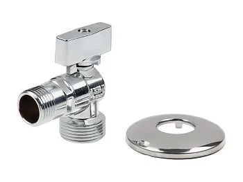 Кран шаровый угловой 1/2" нар.х 3/4" нар. для стир. машины ХРОМ., AV Engineering