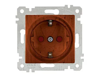 Розетка 1-ая (скрытая, без рамки, с/з, шторки) вишня, RITA, MUTLUSAN