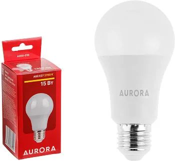 Лампа светодиодная A60 СТАНДАРТ 15Вт 230В E27 2700K AURORA