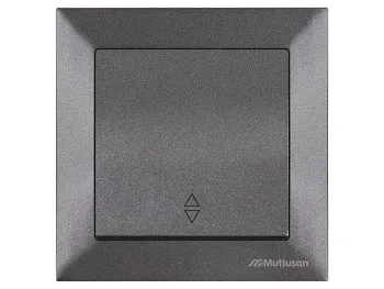 Выключатель проходной 1-клав. (скрытый, винт. зажим) дымчатый,, DARIA, MUTLUSAN