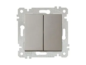 Выключатель 2-клав. (скрытый, без рамки, пруж. зажим) титан, RITA, MUTLUSAN